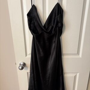 Satin Cowl Neck Midi